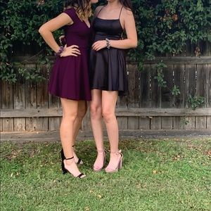 Black square neck short homecoming dress